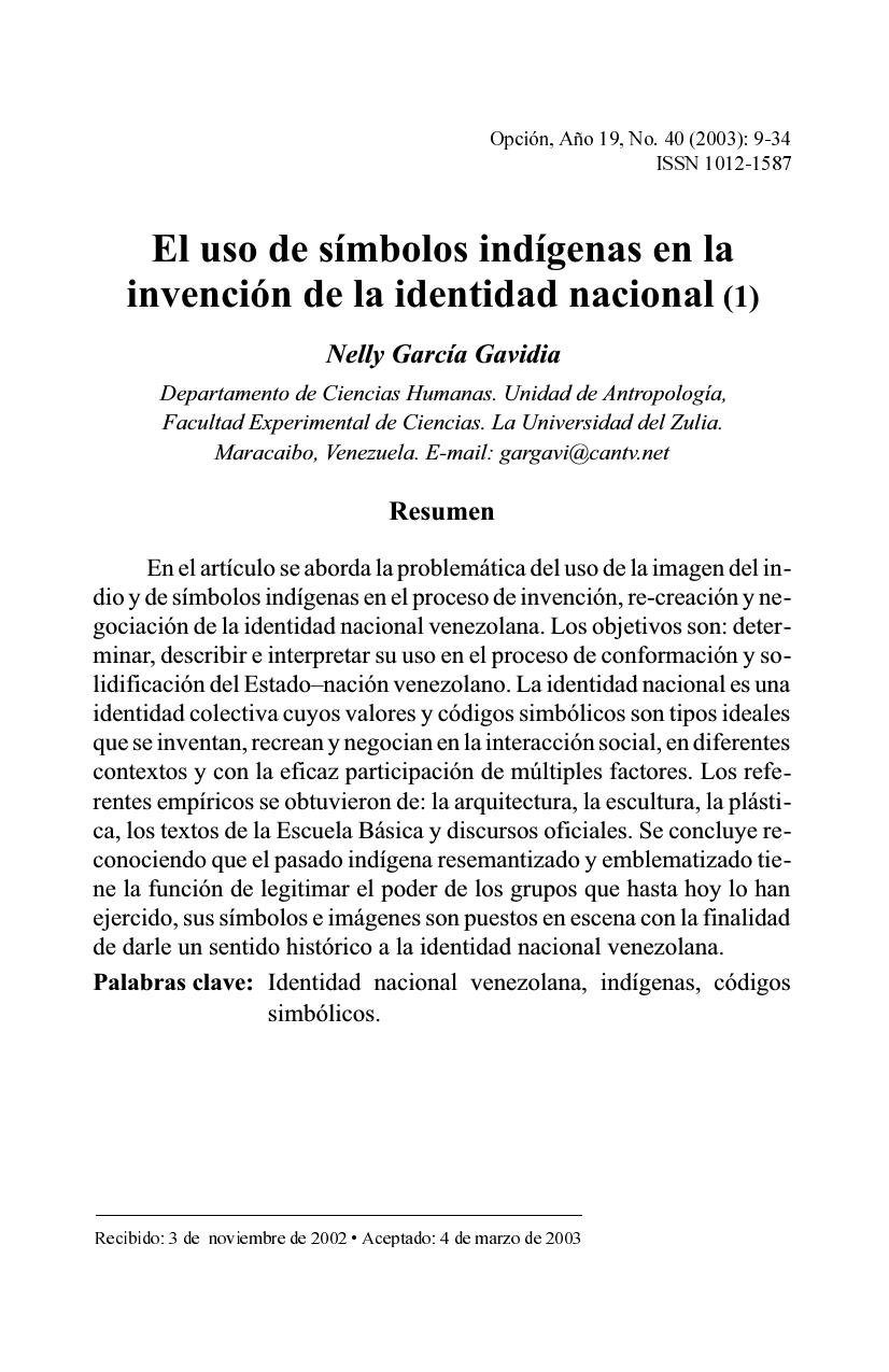 el uso de simbolos indigenas en la invencion de la identidad nacional